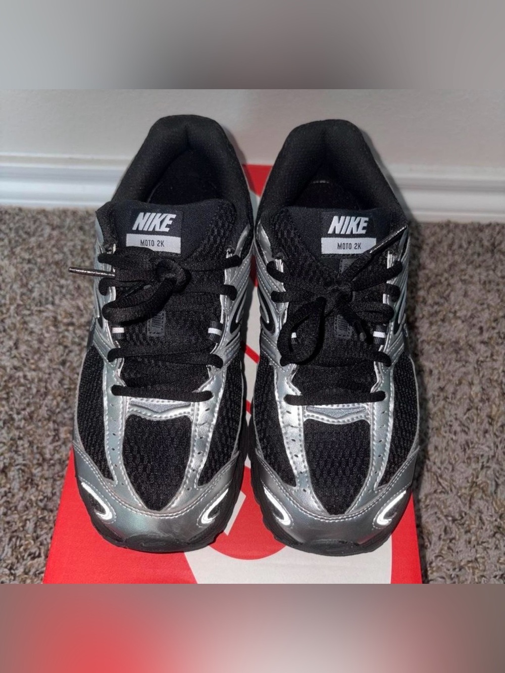 Nike Moto 2K Black & Silver Retro Running Shoes